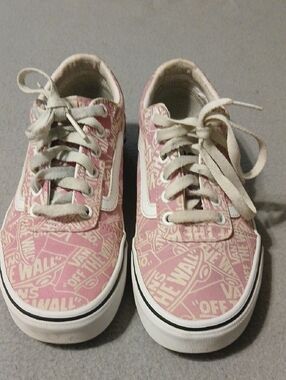 Vans Pink Printed Low Top Sneakers with Cream Accents